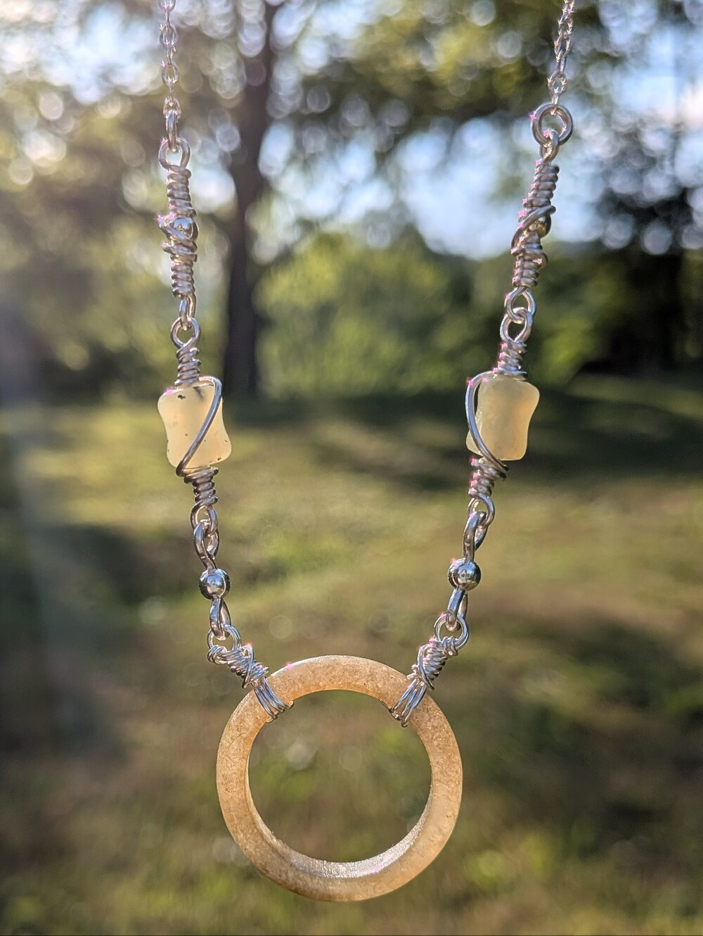 Eternity Circlet Jade Necklace - Dainty Sterling Silver Chain - Artisan Crafted - Picture 8 of 16